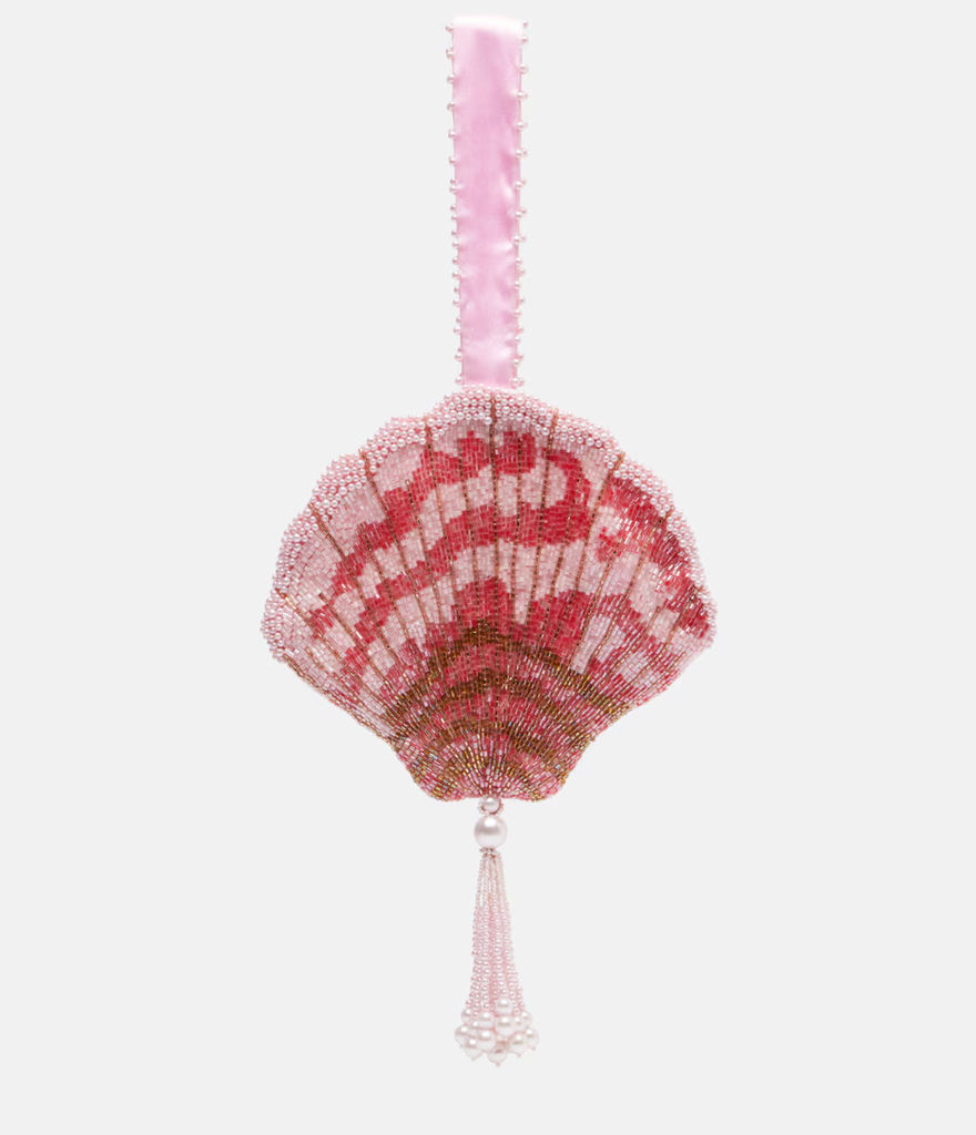 Seashell Beaded Satin Clutch