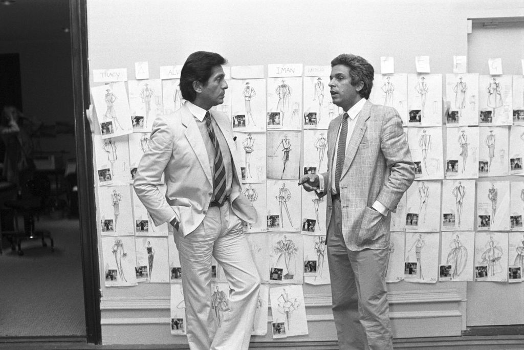 Valentino Garavani and Giancarlo Giammetti working on plans for the show
