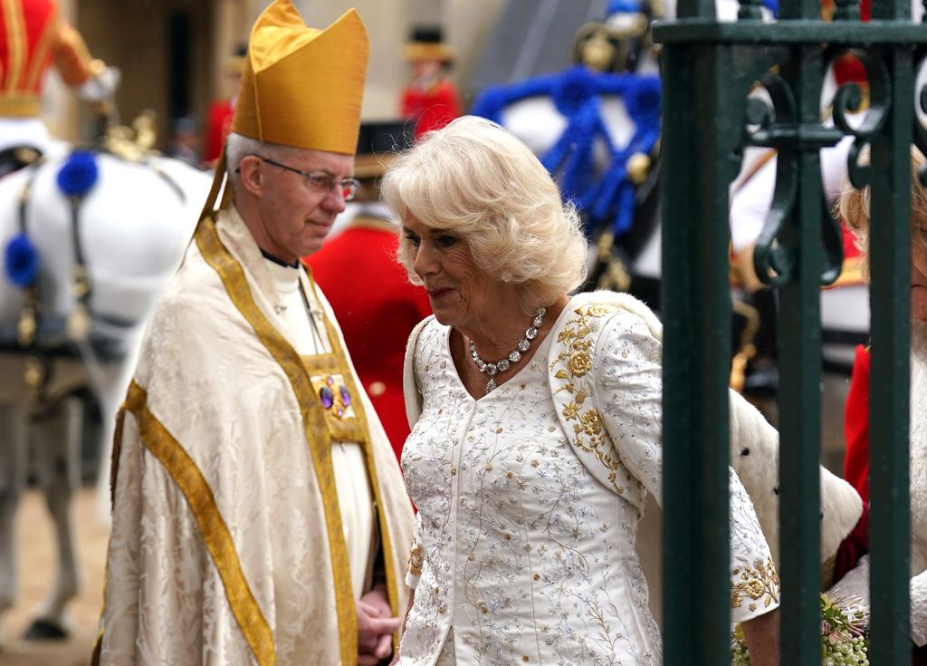 Queen Camilla entering Westminster Abbey 