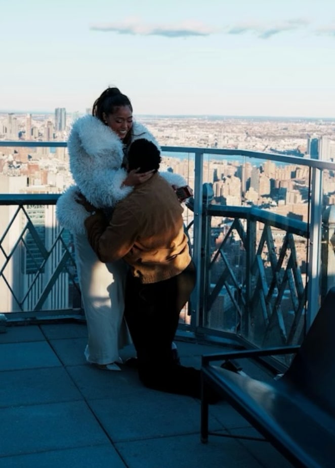 Karl-Anthony Towns and Jordyn Woods celebrate their engagement