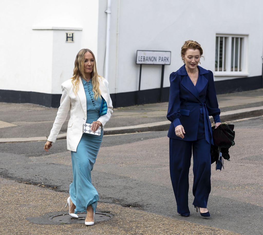 Amongst the star-studded guests were Joanne Froggatt (left) and The Crown 's Lesley Manville (right)