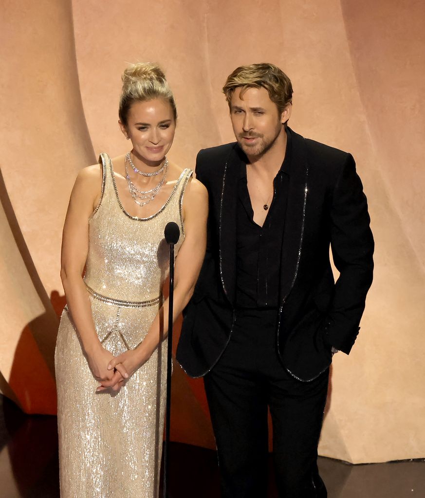 Emily Blunt and Ryan Gosling speak onstage during the 96th Annual Academy Awards at Dolby Theatre on March 10, 2024 in Hollywood, California.