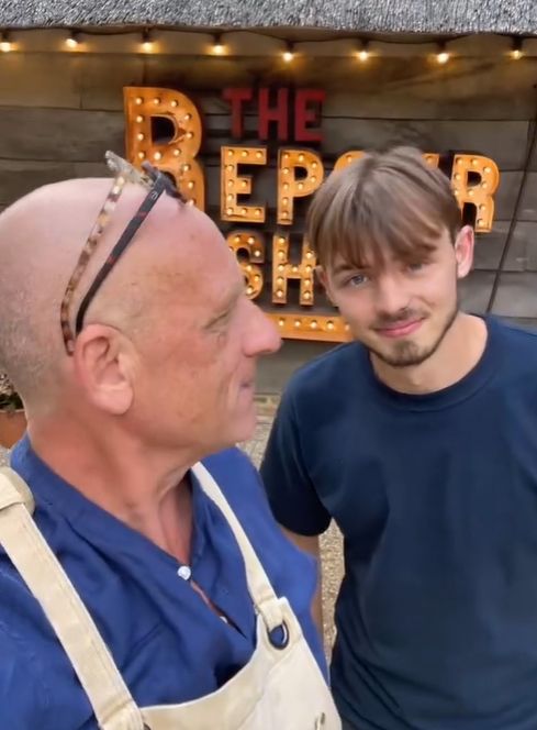 Steve Fletcher with his son Fred outside the set of The Repair Shop