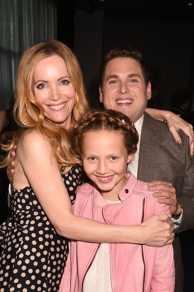 Leslie Mann, Iris Apatow and actor Jonah Hill attends the 2014 MTV Movie Awards
