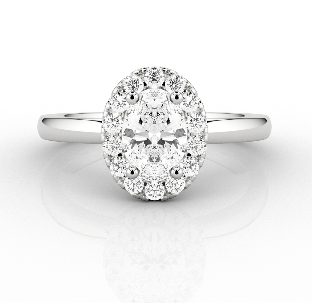 Oval Halo Solitaire Set 0.68 Engagement Ring in Platinum