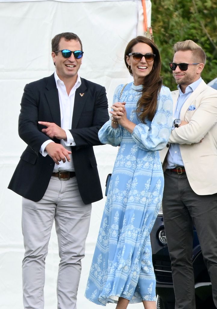 Peter Phillips laughing with the Princess of Wales at charity polo match