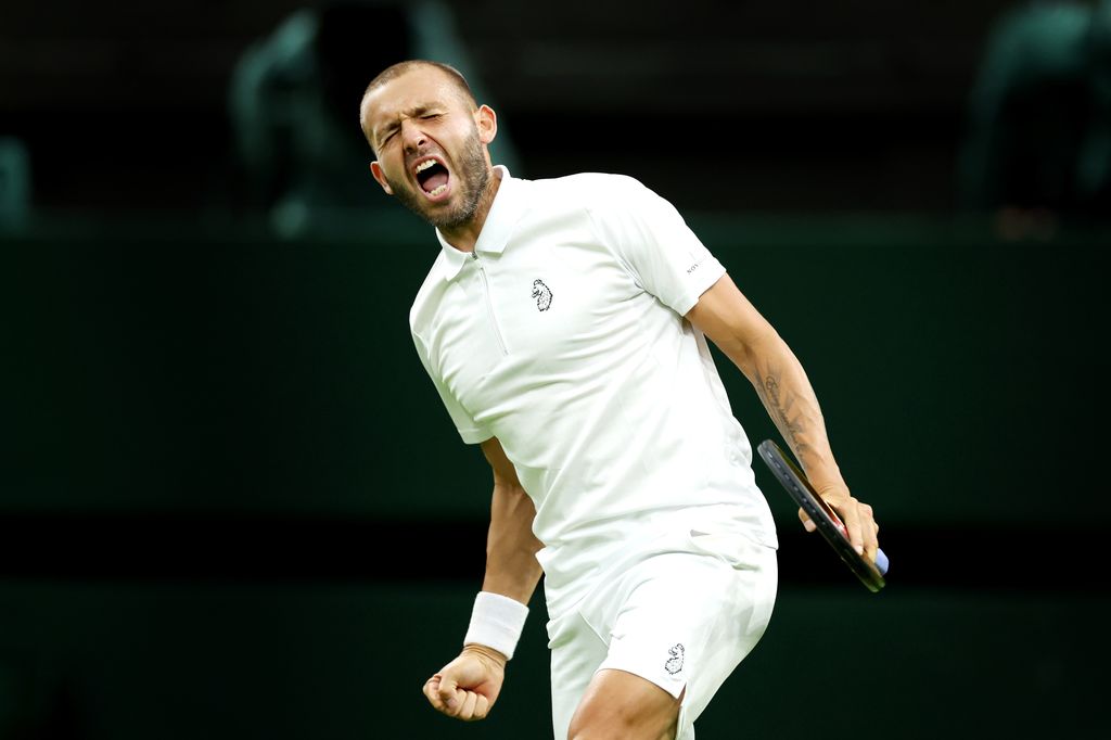 Dan Evans plays at Wimbledon