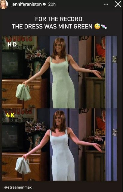 Enigma do vestido de Rachel Green na página de Jennifer Aniston no Instagram