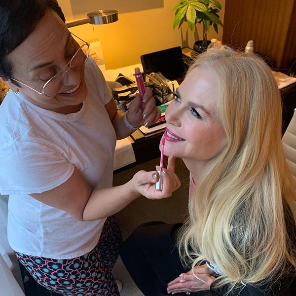 Nicole Kidman having her make up done by Angela