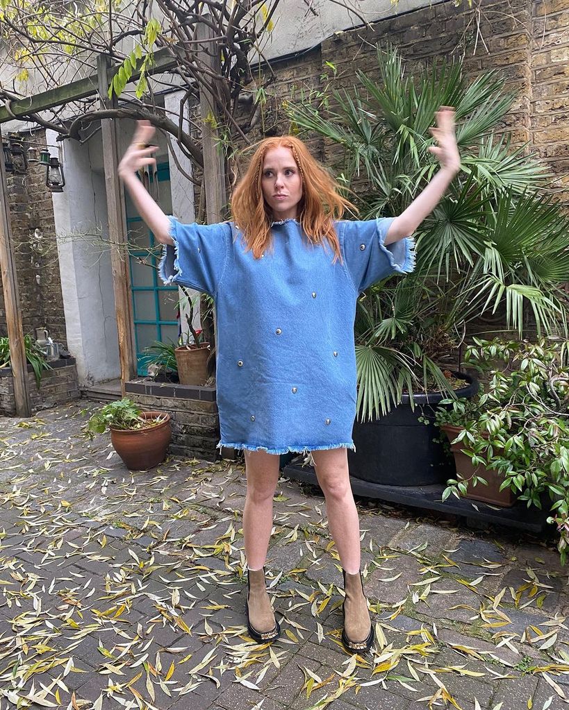 Angela Scanlon poses in tiny blue hotpants in candid at-home photo | HELLO!