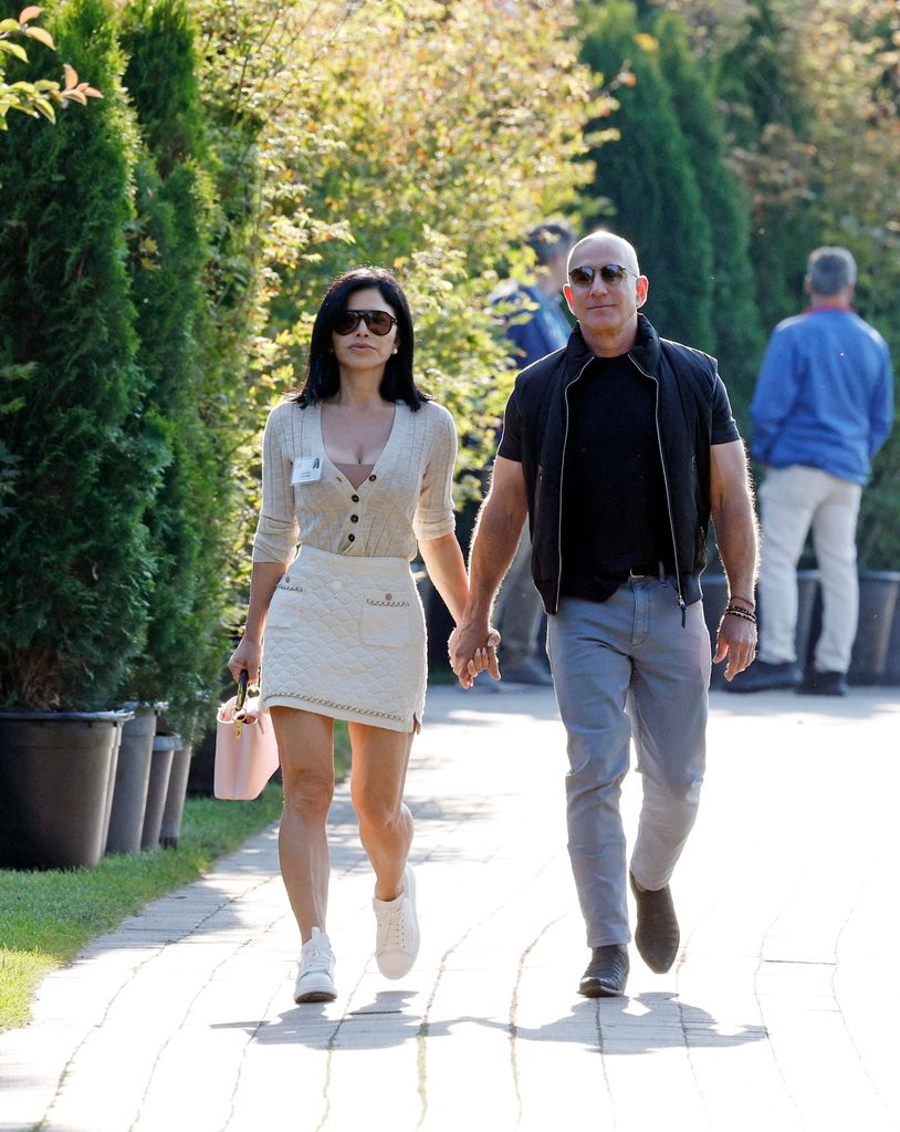 Jeff Bezos, founder of Amazon.com Inc., and Lauren Sanchez attend the Allen & Company Sun Valley Conference on July 10, 2024 in Sun Valley, Idaho. The annual gathering organized by the investment firm Allen & Co brings together the world's most wealthy and powerful figures from the media, finance, technology and political spheres at the Sun Valley Resort for the exclusive weeklong conference.