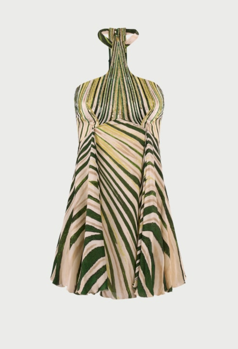 Vintage 2004 Green Print Mini Dress by Cavalli