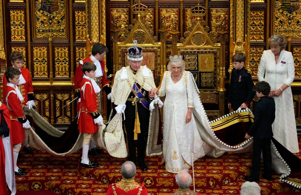 King and Queen with their pages at State Opening of Parliament