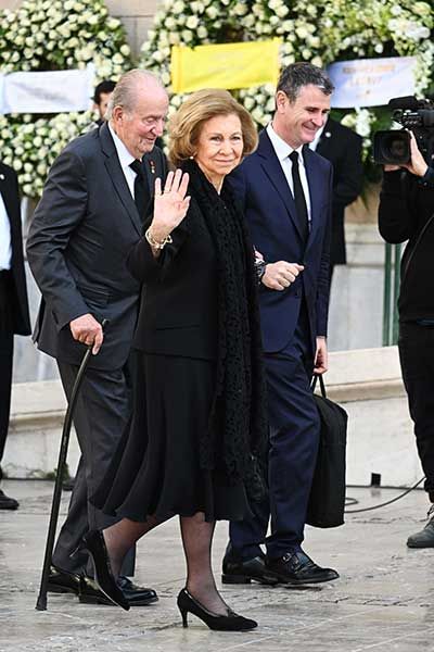 Spains former King Juan Carlos and Queen Sofia attend King Constantines funeral