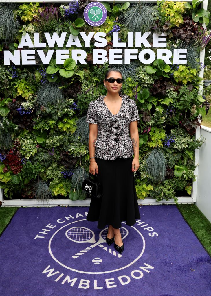 vanessa white in skirt and jacket at wimbledon