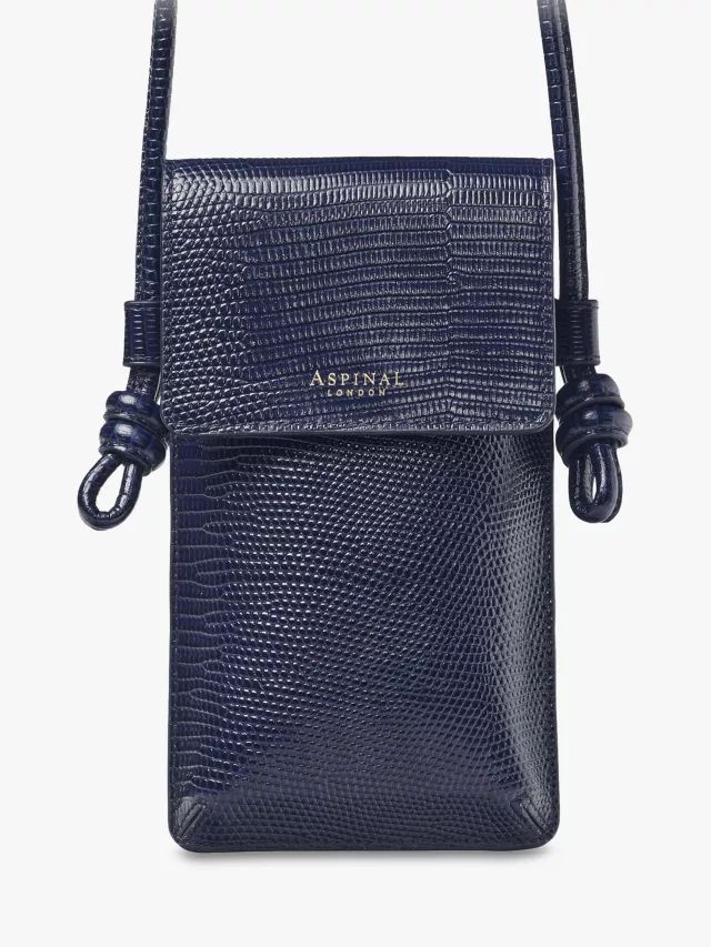 Aspinal of London Ella Leather Phone Case, Navy