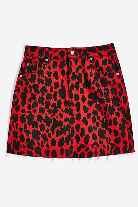 topshop red leopard print skirt