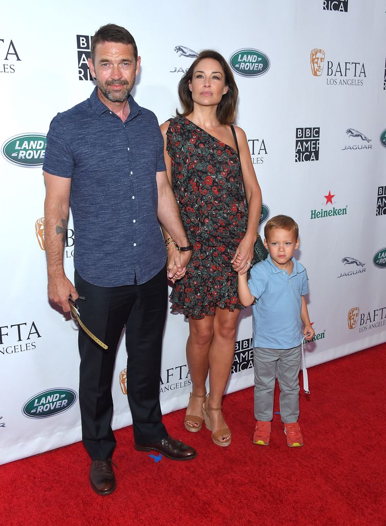 Scottish actor Dougray Scott, English actress Claire Forlani and their son Milo Scott attend the BAFTA Los Angeles + BBC America TV Tea Party in Beverly Hills, California, on September 15, 2018