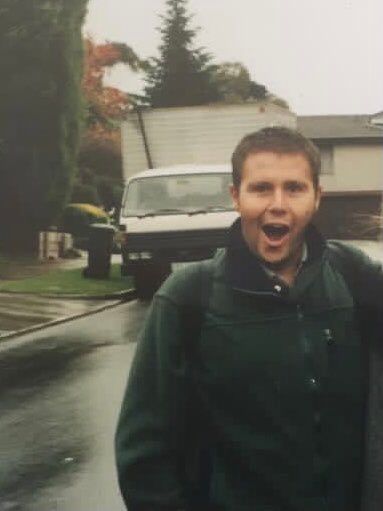 Jon Kay in his late 20s in Australia 