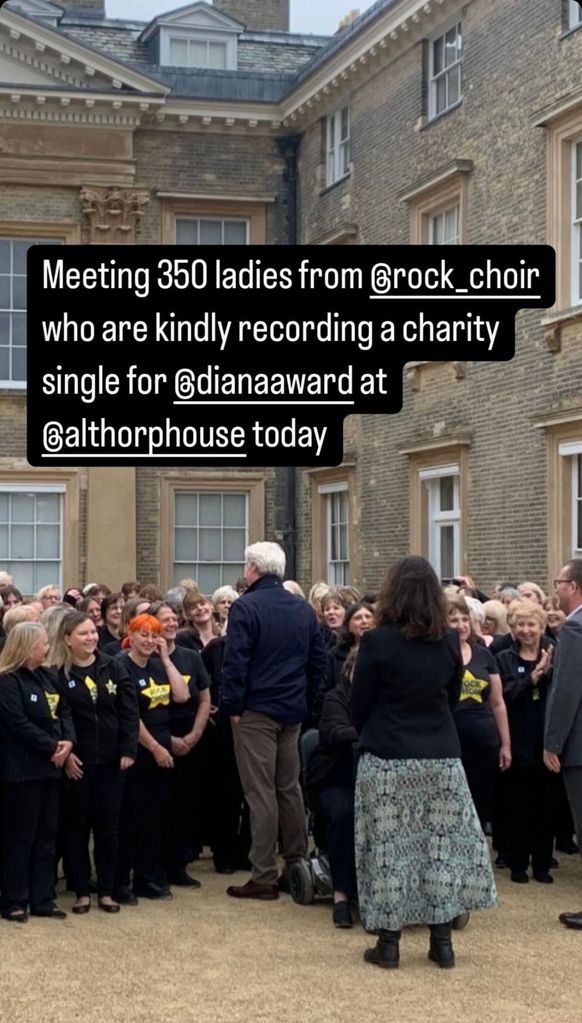 Charles Spencer speaking with 350 members of a choir at Althorp House 