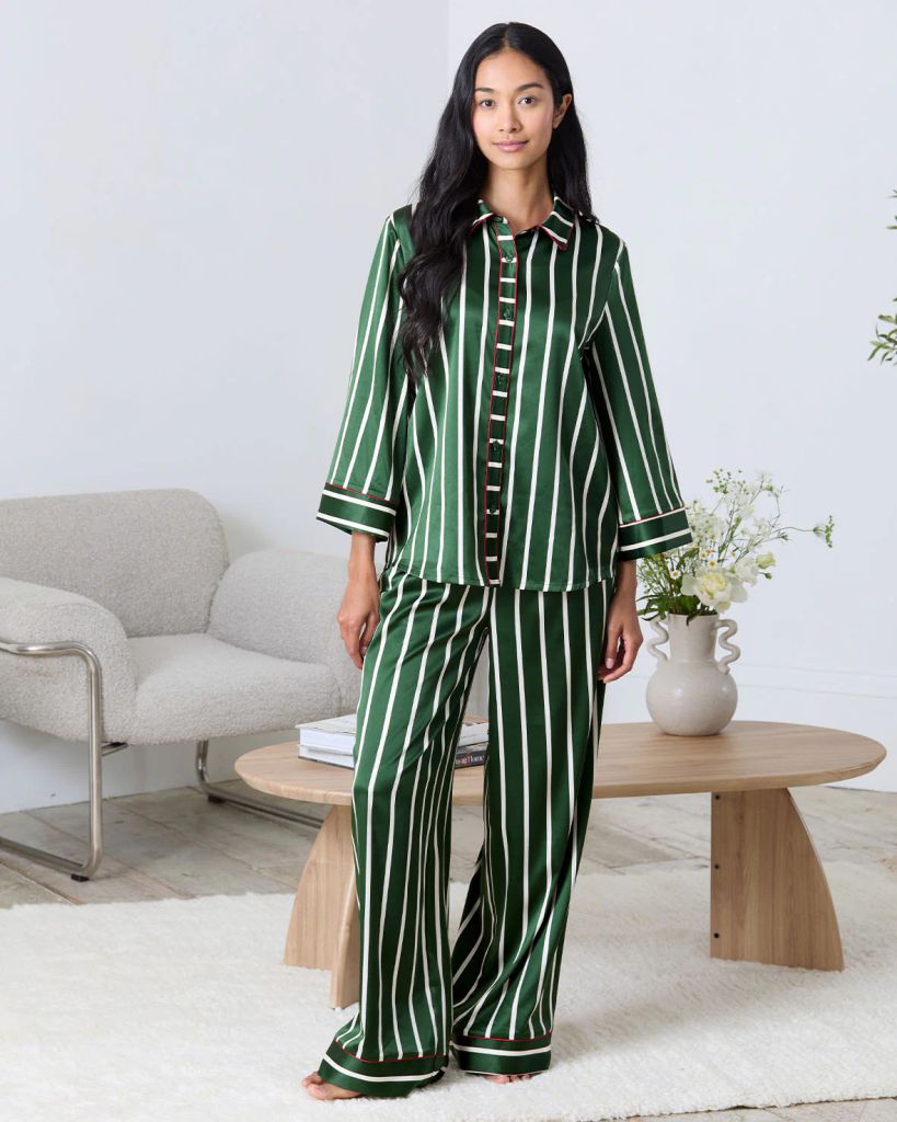 Satin Stripe Long Pyjama Set  from Chelsea Peers