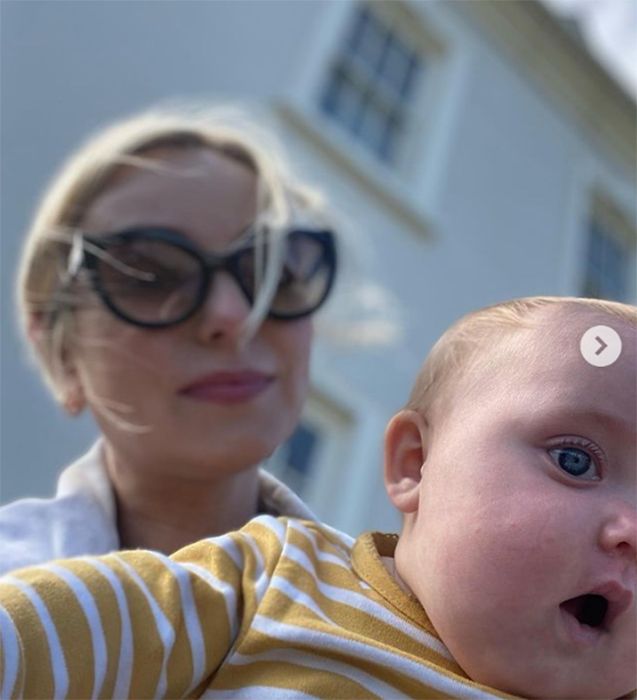 Helen George selfie with baby Lark