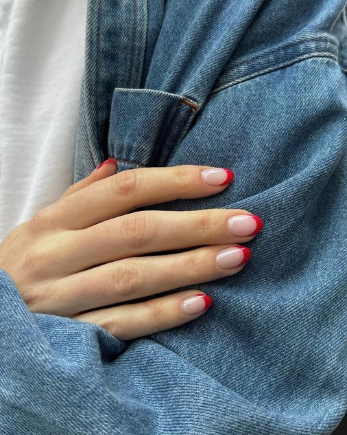 classic red french manicure.
