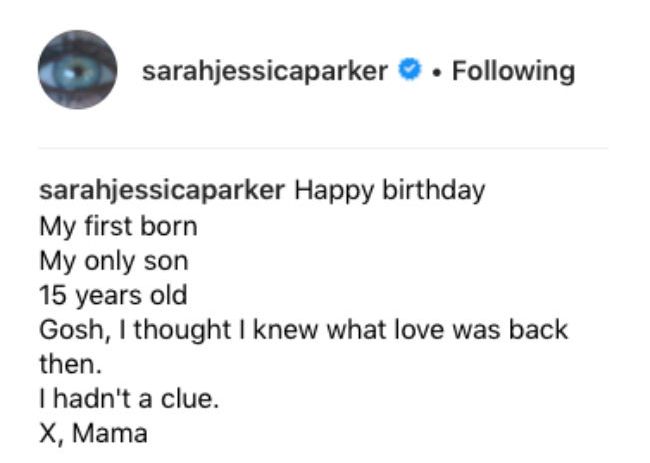sarah jessica parker son birthday message
