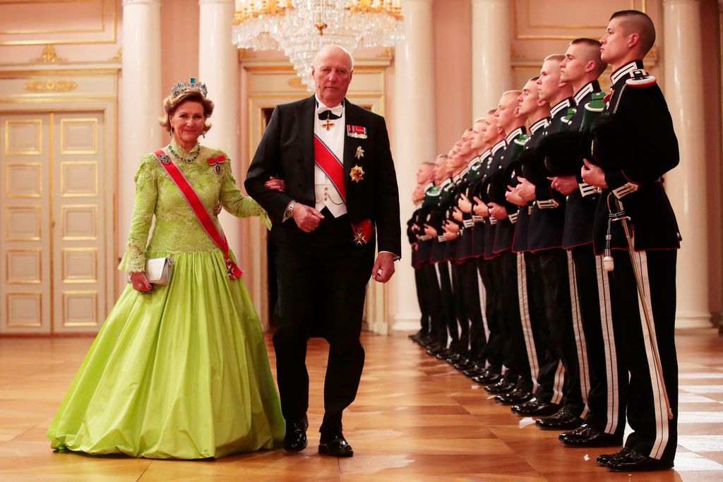 King Harald and Queen Sonja at gala dinner for 80th birthday