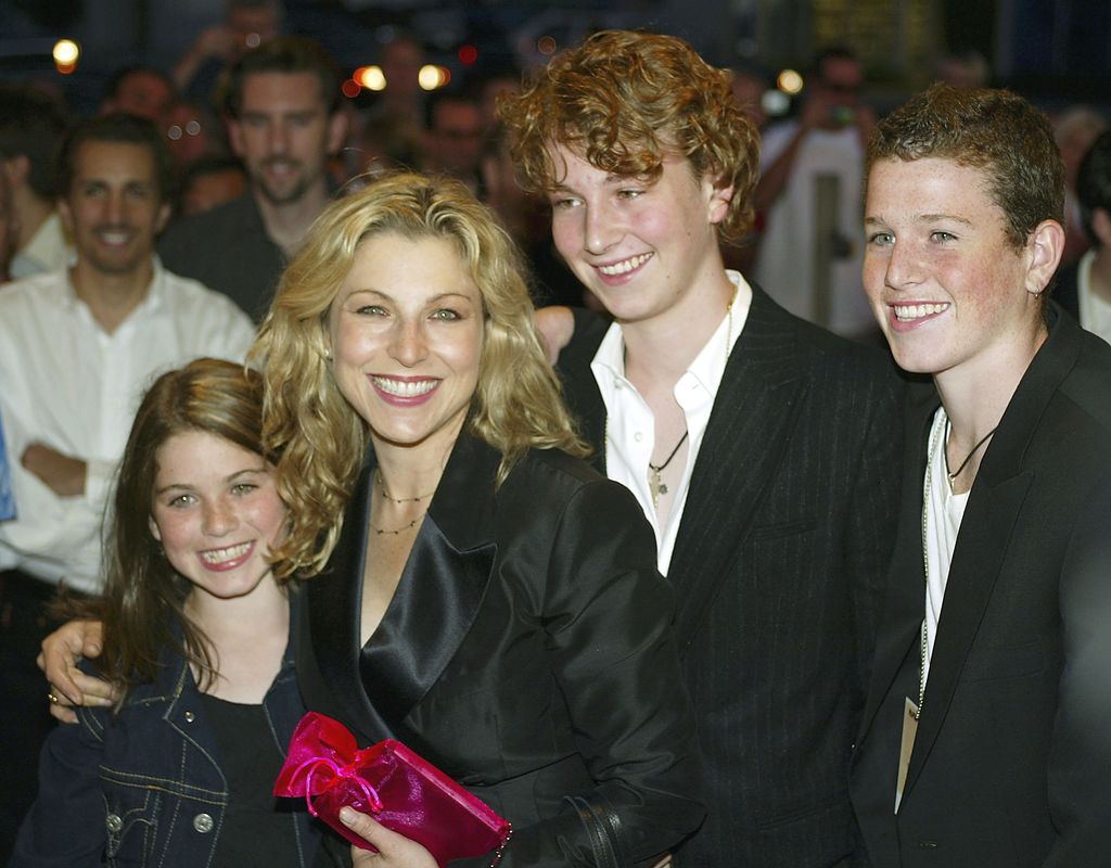 Actress Tatum O'Neal and her children Emily, Kevin and Sean McEnroe arrive at the 30th anniversary screening of "Paper Moon" at the Vista Theater August 21, 2003 in Los Angeles, California