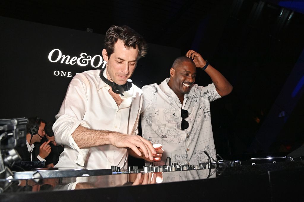 Mark Ronson and Idris Elba DJ at the party