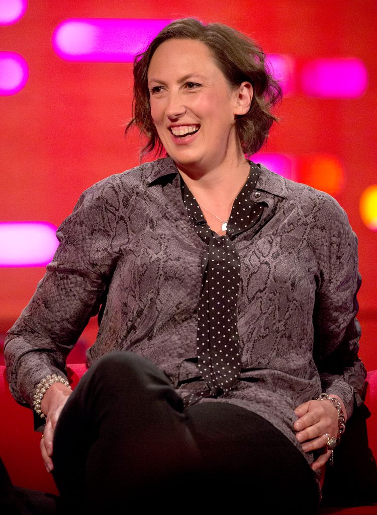 Miranda Hart on red sofa on Graham Norton Show