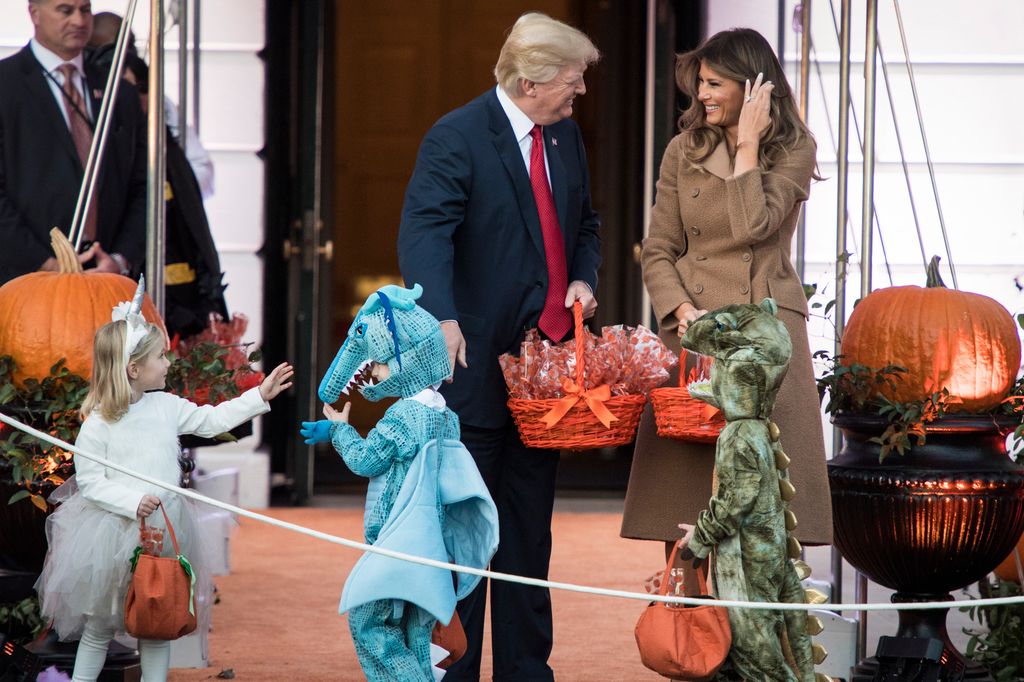 The first couple pictured at the Halloween event in 2017 during President Trump's first term