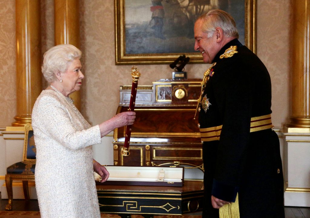 Queen Elizabeth II with Field Marshal Lord Guthrie in 2013