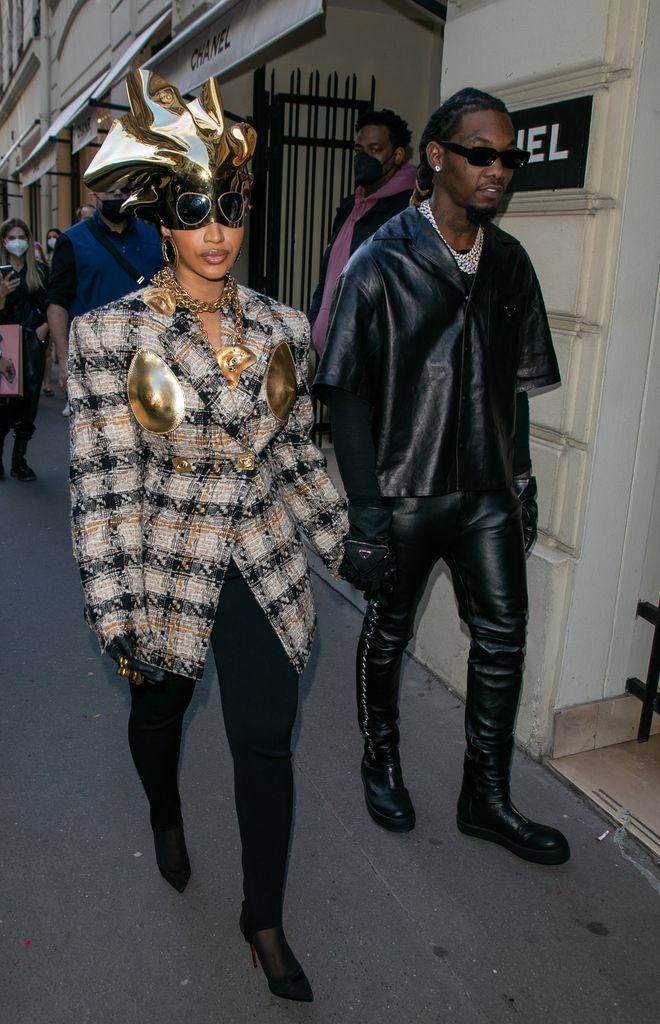 Cardi B. and Offset on September 29, 2021 in Paris, France
