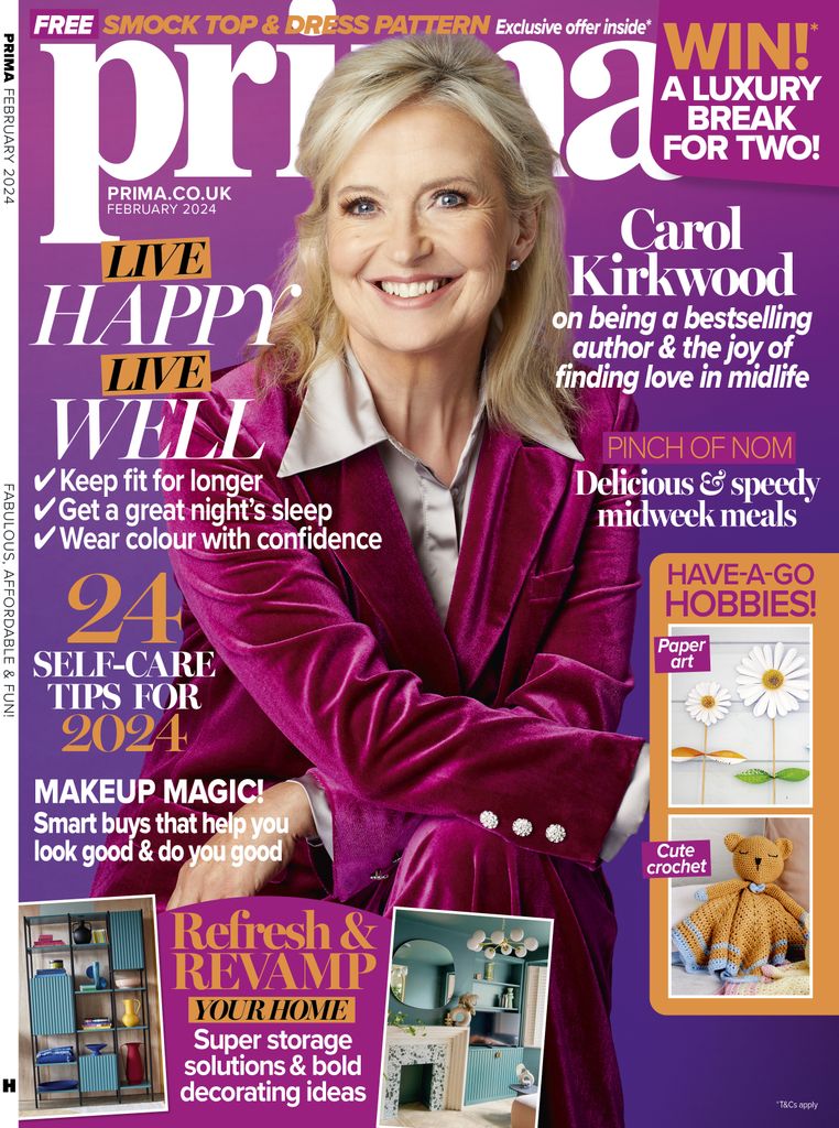 The February 2023 issue of Prima with Carol Kirkwood on the cover