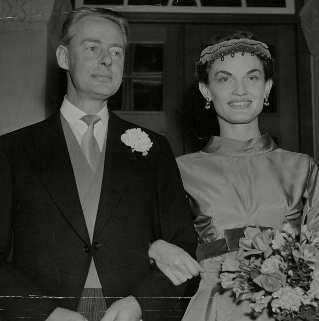 black and white photo of bride and groom