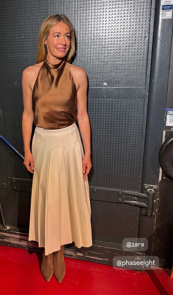 Cat Deeley makes a case for the cream pleated midi skirt for spring