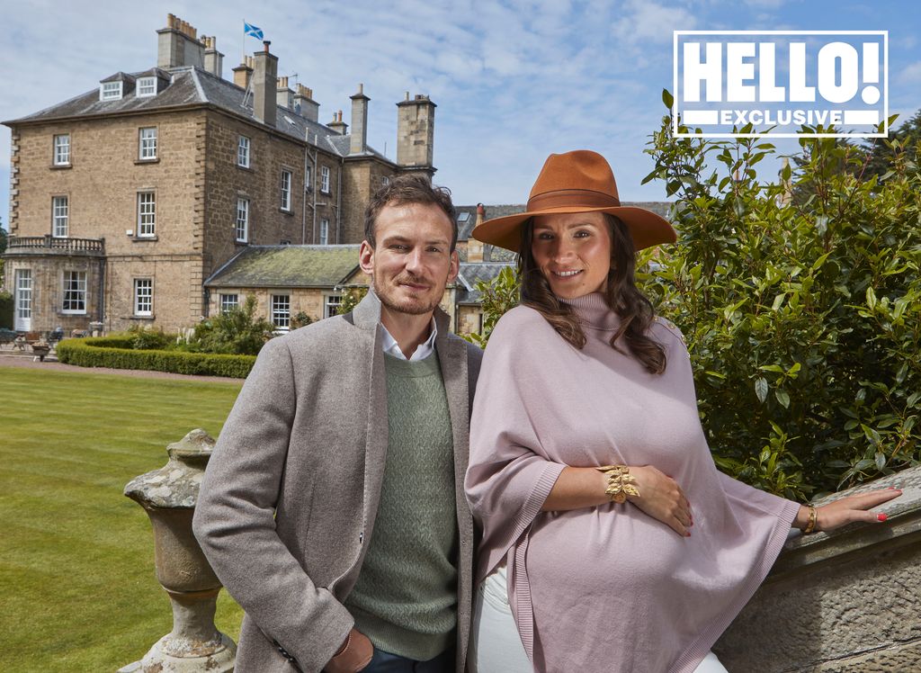 Matthew Kinloch and Johanna Squiban posing outside Gilmerton House