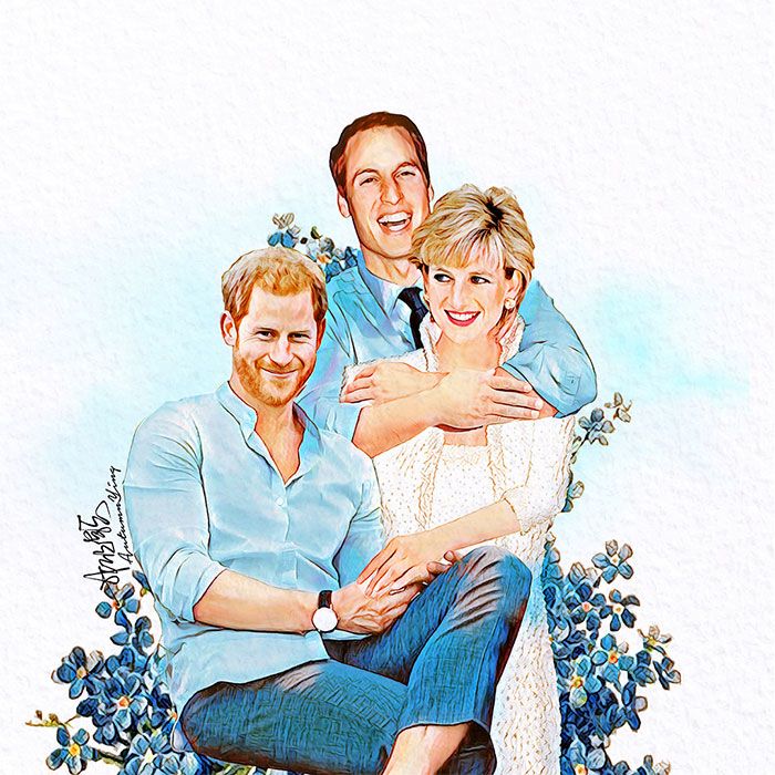 prince harry william diana autumn ying drawing