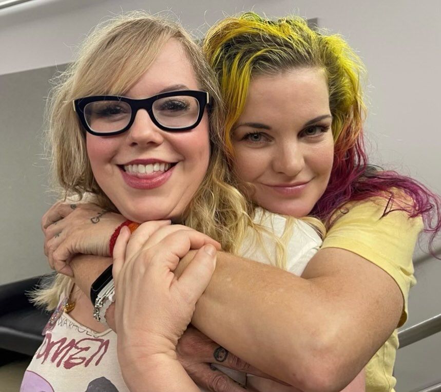 Kirsten Vangsness and Pauley Perrette hugging
