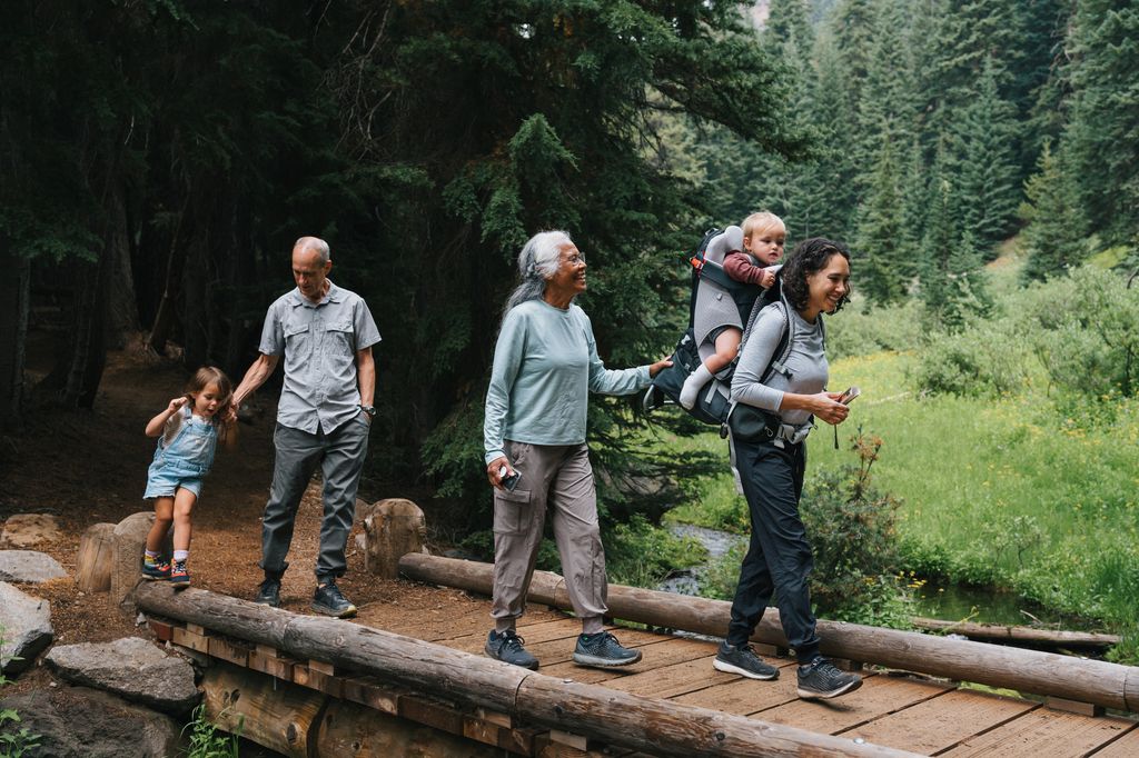 multigenerational family on a hike