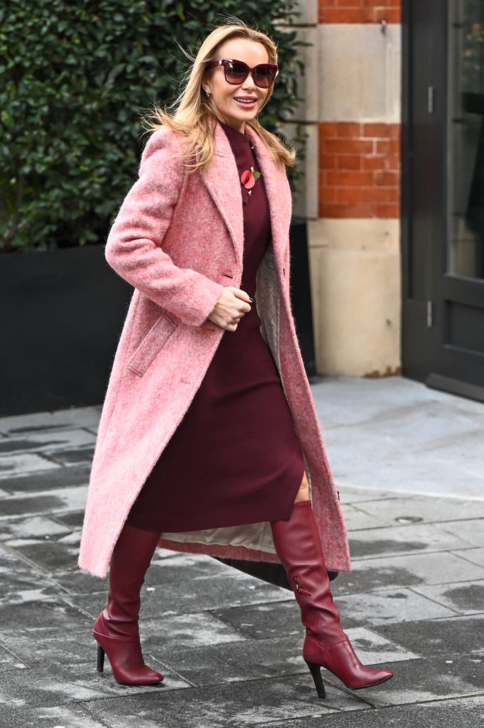 Amanda Holden in burgundy dress