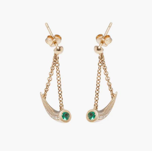 Aya tusk earrings in emerald worn by Princess Eugenie 