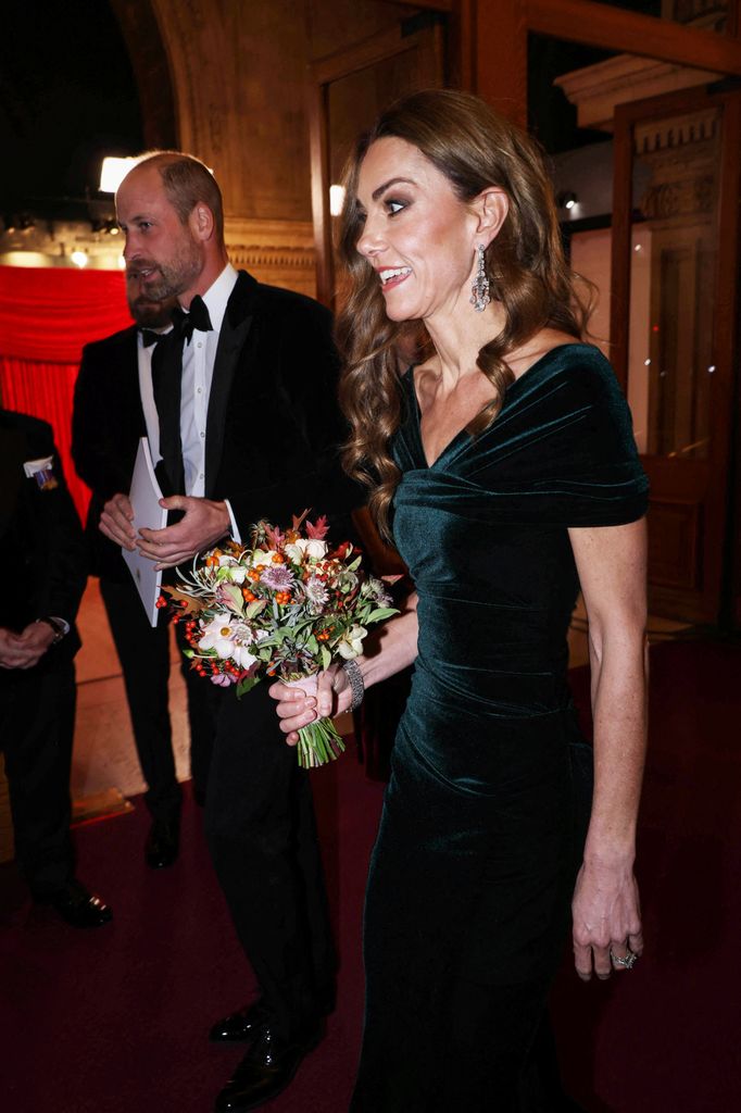 The Princess paired her dress with vintage earrings that once belonged to Queen Elizabeth II 