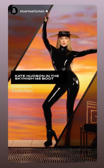 Kate Hudson poses in leather catsuit for Queue 
