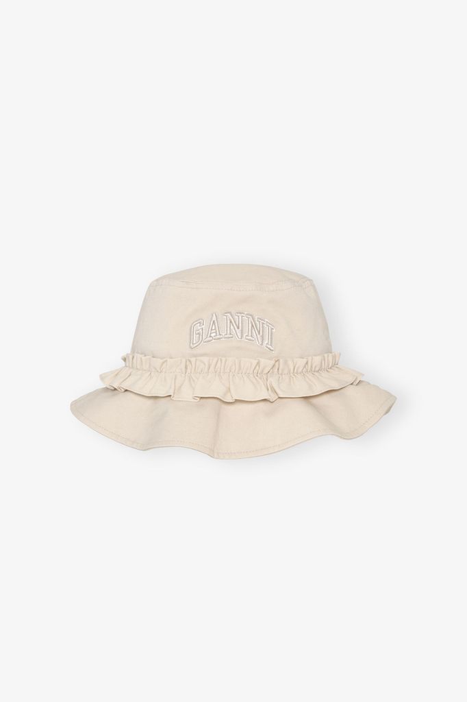 A white cotton Ganni bucket hat