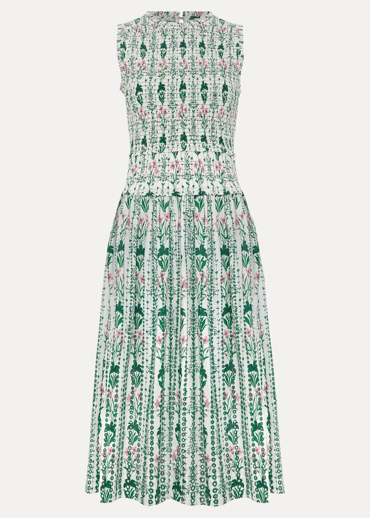 floral dress with ruched bodice