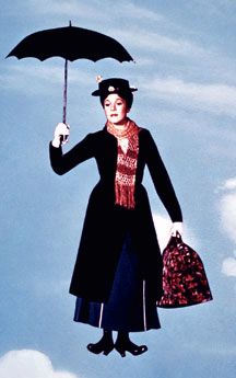 mary poppings flying with an umbrella