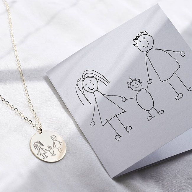 child drawing necklace